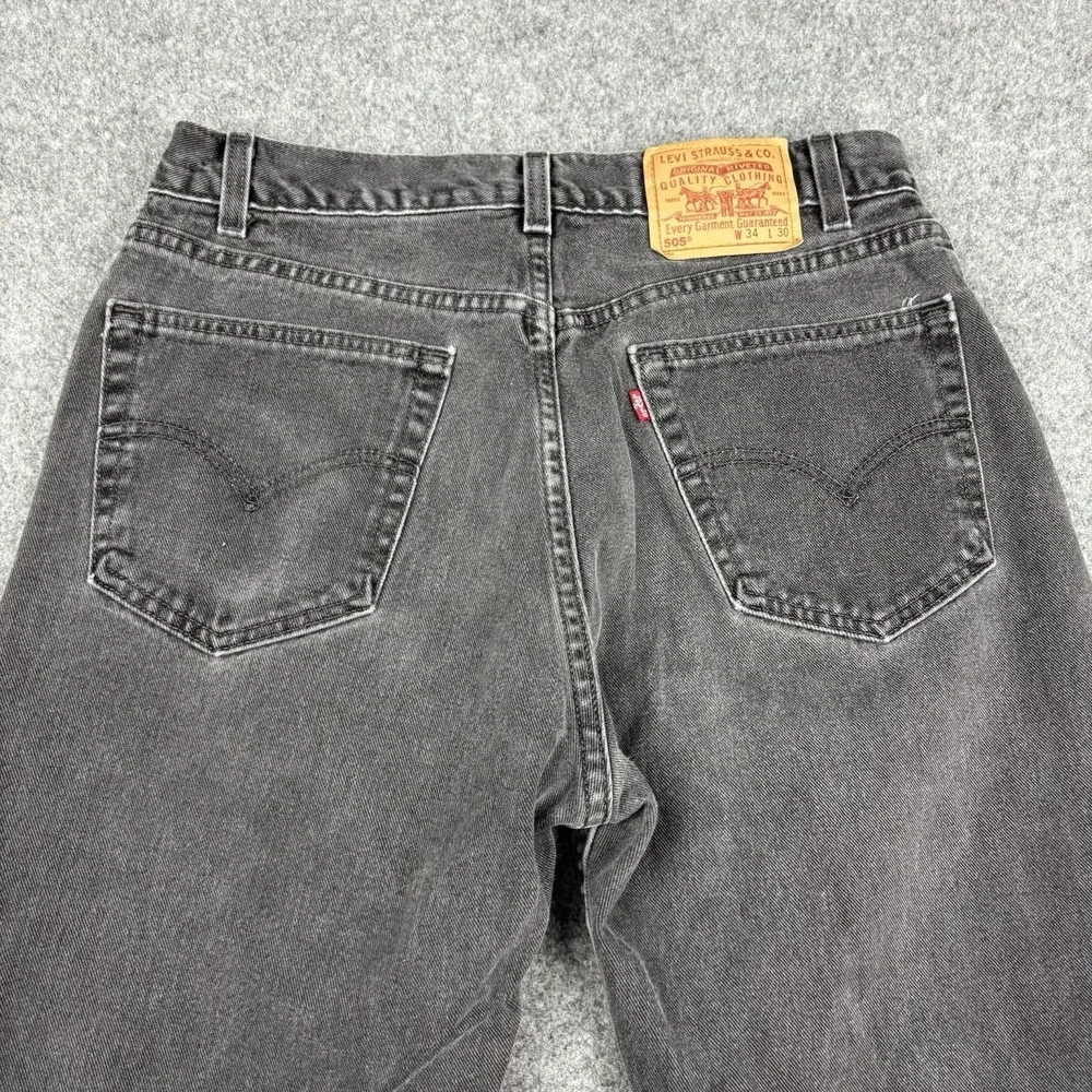 Vintage Levi's 505 Men's 34x30 (Fits 32x29) Straight Leg Black Wash Made In USA